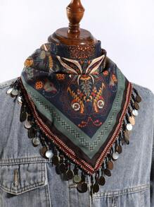 1 Khăn Bandana họa tiết Paisley Bohemian lấp lánh và tua rua trang trí thường ngày dành cho nữ, thích hợp cho du lịch, ngày lễ, ngoài trời, trang phục dự tiệc - Nhiều màu - Xem 4