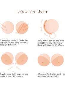 1 件装女士无肩带自粘隐形胸罩提升胶带，适用于连衣裙、内衣、大胸围和小胸围，加厚硅胶防凸起可重复使用乳头贴 - 杏色 - 查看 7