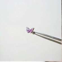 5 件套玫瑰色钻石钛钢闪亮耳环、耳饰配套、蝴蝶耳环、紫色心形耳饰耳环套装