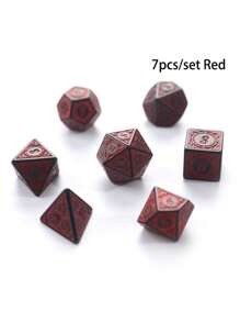 7pcs/Set Patterned Multi-Sided Dice, Numeric Dice For Tabletop Roleplaying Games, Board Games - 4/6/8/10/12/20 Sided Dice