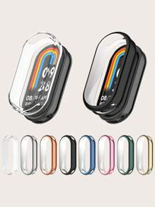 1pc Solid Color Casual Electroplated Full-Coverage Anti-Scratch TPU Protective Case Compatible With Xiaomi Mi Band 9