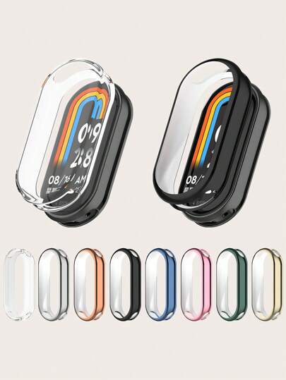 1pc Solid Color Casual Electroplated Full-Coverage Anti-Scratch TPU Protective Case Compatible With Xiaomi Mi Band 9