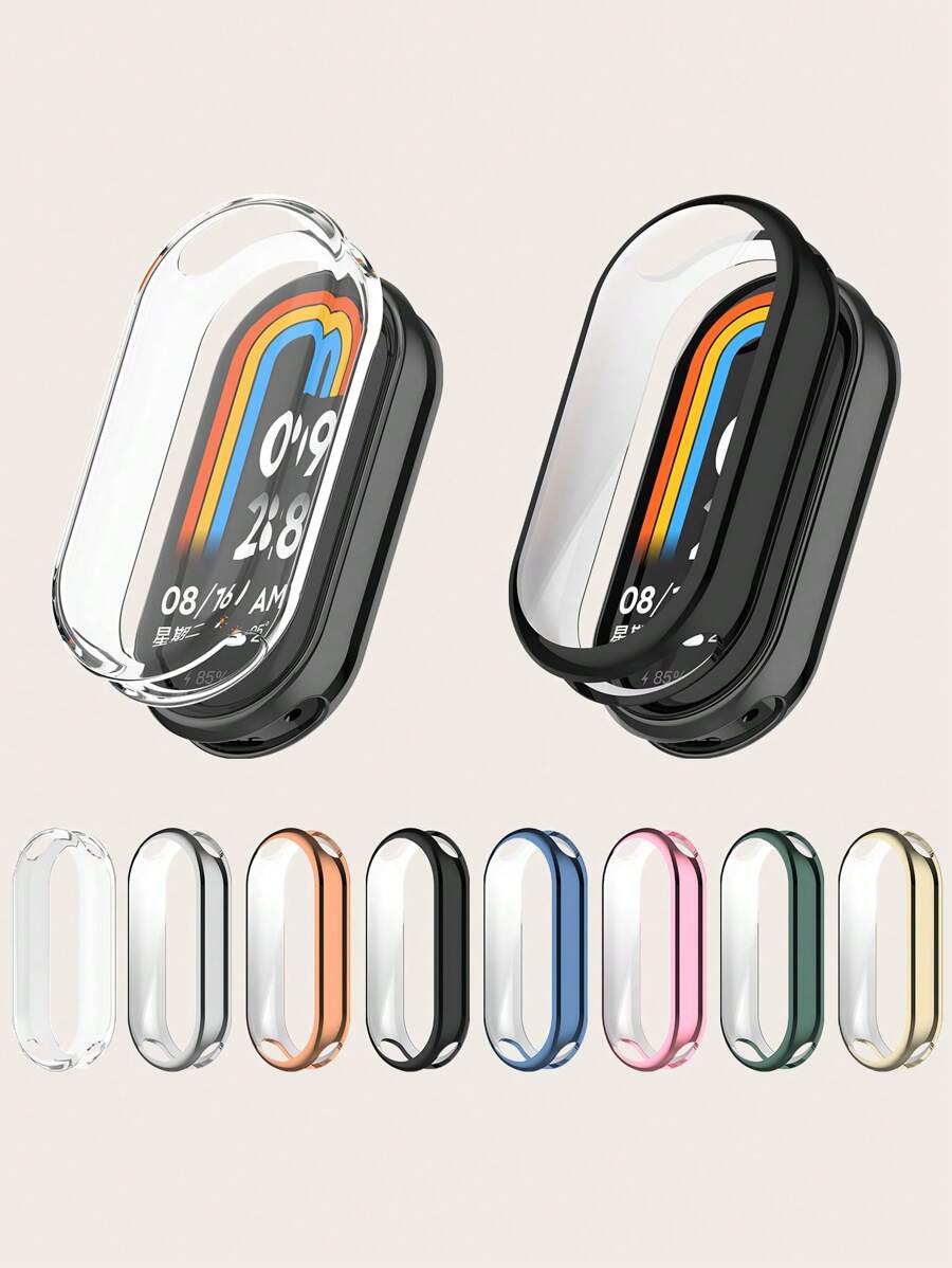 1pc Solid Color Casual Electroplated Full-Coverage Anti-Scratch TPU Protective Case Compatible With Xiaomi Mi Band 9