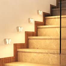 1/2 Pcs LED Night Light With Three-Color Dimming Control Wireless Night Light Intelligent Human Body Induction Charging Magnetic Hill Cat's Eye Butterfly Wall Light Eye Protection Lamp For Cabinet Bedroom Corridor Aisle Bathroom - Tricolor - View 7