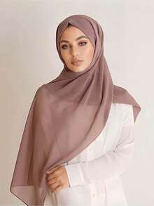 1 chiếc khăn trùm đầu mềm mại bằng vải voan trơn cho nữ, khăn choàng dài thường ngày kiểu Ả Rập màu trơn bảo thủ, thích hợp sử dụng hàng ngày - Lạc đà - Xem 6