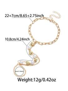 1pc Fashion Party CCB Faux Pearl Toe Ring,Suitable For Women, Party & Vacation Wear - Multicolor - View 5