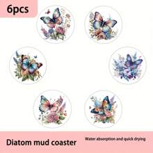 1 bộ/4/6 miếng lót ly họa tiết bướm và hoa, tấm cách nhiệt, tấm lót có thể giặt được, tấm lót bàn chống bỏng chống trượt, miếng lót ly trên ô tô, hoàn hảo cho gia đình, quán cà phê, văn phòng, nhà bếp, giờ uống trà, đồ trang trí tiệc theo chủ đề, quà tặng tinh tế - Nhiều màu - Xem 13