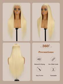 Yilite Tóc giả ren phía trước màu vàng 613 Tóc thật 13x4 Tóc giả ren phía trước Tóc thật 180% Mật độ Thẳng Hồng Đỏ Cam Bạc Highlight 4/613 Tóc giả phía trước nhổ sẵn với tóc trẻ em - S613 - Xem 4