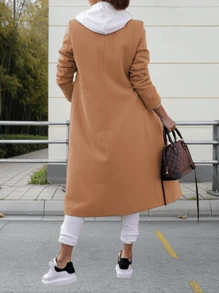 Tankaneo Gabardina de invierno de mezcla de lana cruzada para mujer de Youiham, chaqueta larga y elegante con cuello de solapa con muescas - Camel - Ver 4