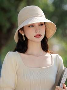 1pc Elegant Bowknot Decor Ladies Summer Bucket Hat, Breathable, Comfort, Wide Brim Sun Protection, Retro Lady Style, Foldable, Suitable For Everyday, Friend Gathering, Beach, Travel, Mother's Day Gift - A - View 17