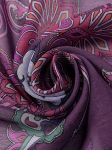 1pc Women's 90*90cm Paisley Pattern Print Bandana, Outdoor Headband And Square Scarf Elegant Bandana,Hair Band,Head Band Ideal For Dressing Up Your Look Winter Fall - Purple - View 4