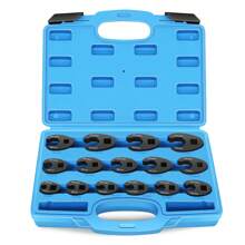 15pc Crowfoot Flare Nut Tool Kit For 8 To 24mm Flare Nuts, Metric Crows Foot Wrench Set For 3/8Inch And 1/2Inch Drive Ratchet - Blue - View 1