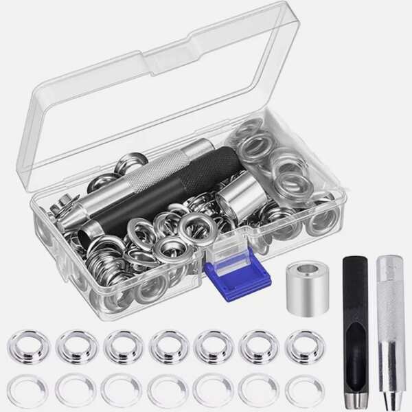 100TLG Ösen Planenöse Set 12-20mm Ösenstempel Locheisen Ösenzange Zange Öse Satz