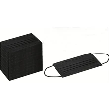 30 个/50 个/100 个黑色一次性面罩 - 三层透气舒适，配有弹性耳环。