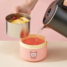 Portable 304 Stainless Steel Thermal Lunch Box With Cutlery&Lunch Bag, Cute Capybara Pattern Leak Proof Bento Box, Microwave Safe&Hot Water Heating, Insulated Anti Scalding Lunch Container, Reusable Fruit Salad Food Storage Container, Suitable For Student And Adult Use In School, Office, Outdoor Camping, Picnic, Travel