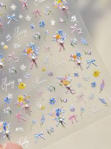 1 件 5D 花朵指甲贴 DIY 艺术 Y2K 风格春季美甲装饰贴花