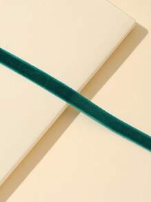 1pc Fashionable Pink Velvet Choker Necklace - Dark Green - View 3