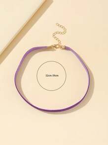 1pc Fashionable Pink Velvet Chocker Necklace - Lilac Purple - View 3