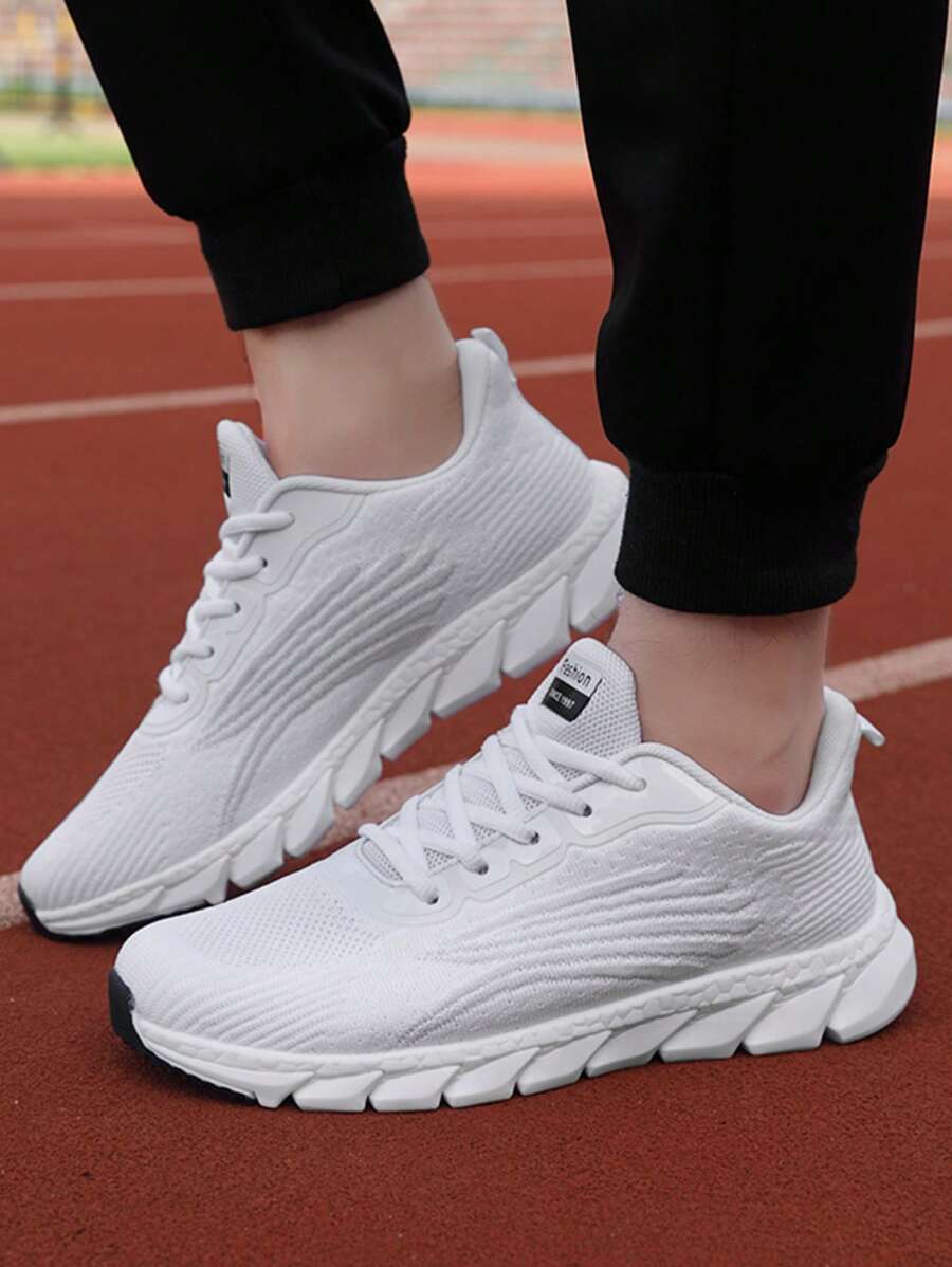 女士简约刺绣网眼白色运动鞋，软底舒适透气跑步运动鞋