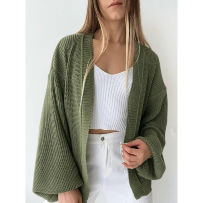 Casaco Tricot Básico Manga Bufante