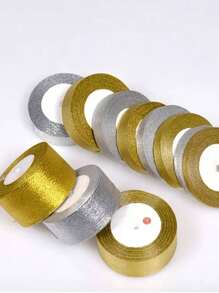1 Rolle goldfarbenes/silberfarbenes glitzerndes Satinband für selbst gebastelte Schleifen, Hochzeit, Weihnachtsdekoration, DIY Karten und Geschenkverpackung, 25 Yards für den Valentinstag - Verschiedenfarbig - Übersicht 9