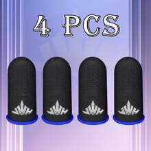 4 件徽标设计，透气 - 防汗 - 防滑碳纤维指套，超薄游戏指套，银纤维游戏配件，适用于手机 - 彩色 - 查看 13