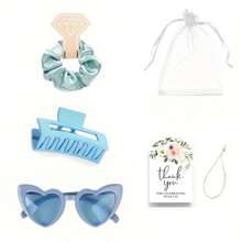 伴娘求婚礼品套装，包含方形弹性发夹和单身女郎心形眼镜，婚礼单身派对用品，情人节、母亲节、友情礼物 - 如圖 - 查看 10