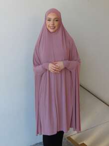 1 Peça Acessório Abaya Feminino, Véu Grande Macio e Liso para Cobrir o Queixo, para Peregrinação, Lenço de Cabeça Turbante com Mangas