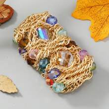 1 pieza Pulsera elástica de lujo y premium, estilo bohemio versátil adecuado para mujeres, bodas, fiestas, playas, reuniones, vacaciones