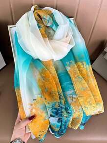 1 件女士百搭围巾，轻质海滩配饰雪纺披肩/围巾，适合海滩、旅行、防晒，适合春、秋、冬