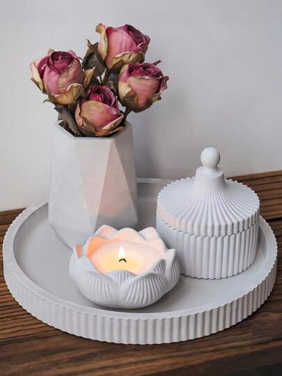 石膏混凝土花瓶和蜡烛杯硅胶模具，DIY 花瓶用于家居装饰、房间装饰、婚礼装饰、手工香薰蜡烛杯模具、肥皂模具、DIY 环氧树脂石膏模具、女性礼物、春季礼物