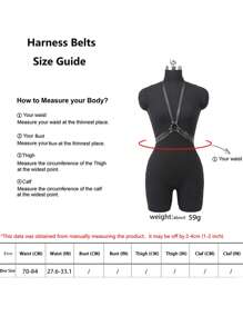 1pc Women PU Leather Goth Style Bralette And Adjustable Waist Belt, Hollow Body Chain, Sexy Waist Belt Wearable Accessory, Suitable For Casual Daily Outfit - Black - View 5