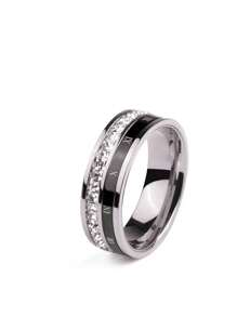 1 Piece Of Fashionable And Personalized Stainless Steel Plated With 18k Gold And Set With Diamonds, European And American Style, Roman Numerals, Bright Diamonds, Gemstones, Stainless Steel Ring, Versatile For Men And Women