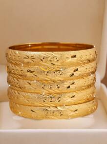 1/3/6 件套手工 24K 镀金星形和圆形手链，宽度 10 毫米，适合女性佩戴，可调节尺寸（详情请见图片），无包装 - 金色 - 查看 4