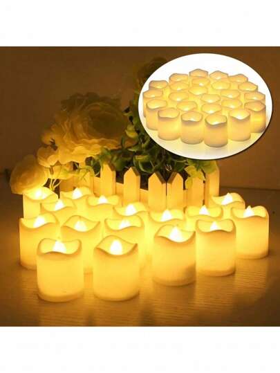 6/12/24/48 piezas Velas LED de Halloween, Velas onduladas sin llama, Adecuadas para bodas, fiestas de cumpleaños y decoración de restaurantes con temática de Halloween