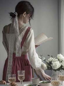 1pc Minimalist French Retro Artistic Style Apron, Suitable For Florists And Baristas, All-Season, Can Be Used For Home Kitchen, Outdoor Camping And Picnics. - Multicolor - View 4