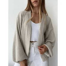 Casaco Tricot Básico Manga Bufante