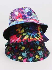 1pc Unisex Painted Graffiti Print Bucket Hat, Versatile Casual Outdoor Bucket Hat Suitable For Everyday Use In Spring And Summer - Graffiti - View 2