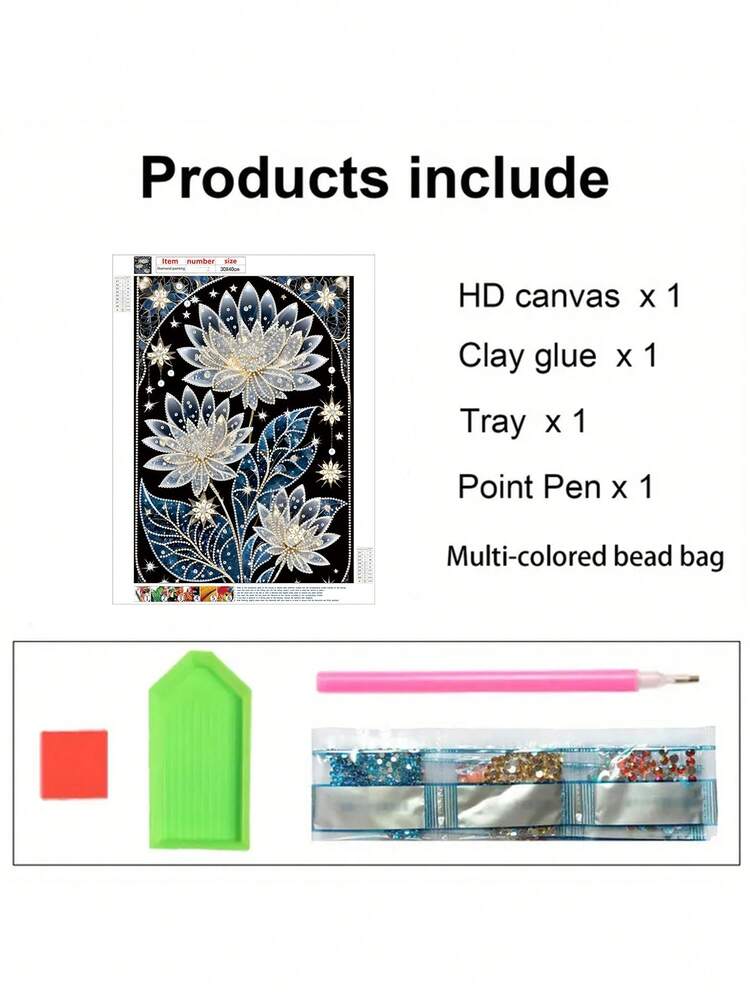 1pc DIY 5D Special Shape Crystal Diamond Partial Diamond Embedded Mosaic Artwork, Handmade Creative To Inspire Your Creativity And Passion, Suitable For Home Wall Decor Art. Dreamlike Floral, Frameless - Multicolor - View 2