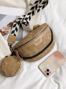 时尚多功能腰包和胸包，男女通用设计，适合所有季节 - 卡其色 - 查看 4