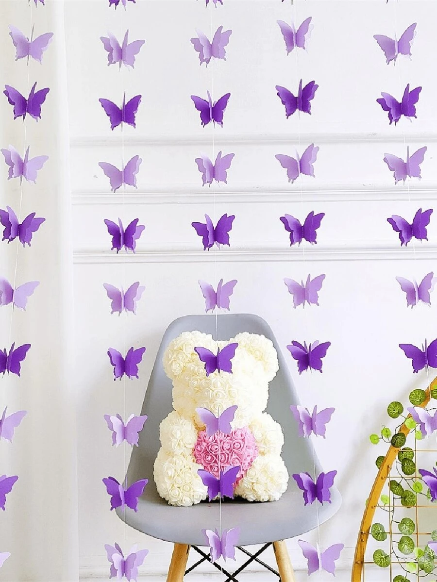3D Butterfly Banner Decorative Paper Garland ,Paper Hanging Garland, Modern Butterfly Design Hanging Garland For Party Wedding, Birthday Theme Decor Hanging Garland Paper Bunting Banner Party Decorations Wedding Home Decor