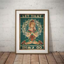 1 Pieza Póster de Impresión de Pintura en Lienzo Vintage, Chica de Yoga Inspiradora Let That Damn Stay Wild Moon Arte de Pared para Niños, Adecuado para Decoración del Hogar Decoración de Habitaciones Póster en Lienzo, Sin Marco - transparente - Ver 7
