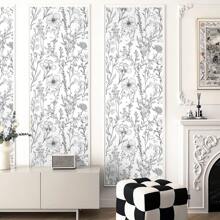 1 卷复古简约风格自粘墙纸 - 黑线花卉和植物图案，可移除乙烯基接触纸，防水，防潮，家居装饰贴纸适用于客厅、卧室、书房、餐厅墙壁、书架、橱柜、家具翻新、租客友好、多功能，尺寸 44*300/500/1000 厘米