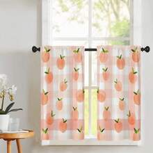 1 件/2 件橙色苹果桃子印花装饰窗帘薄纱 52 英寸 * 18 英寸，26 英寸 * 36 英寸乡村风格涤纶杆窗帘套装春季主题四季厨房咖啡店客厅办公室卧室家居装饰窗帘 - 彩色 - 查看 14