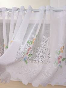 1 件简约花卉蕾丝窗帘，加厚咖啡色房间隔断，客厅、卧室、餐厅门帘 - 彩色 - 查看 4