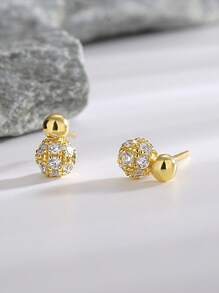 Artepollo A Pair Of 925 Silver Hypoallergenic Flower Ball Stud Earrings, Set With Sparkling Cubic Zirconia. Perfect For Wearing At Weddings, As A Wedding Gift, Party Favors, Birthday Gifts, Or Anniversary Presents.