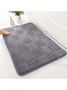 Thickened Absorbent Striped Floor Mat Solid Color Bathroom Carpet Bedroom Comfortable Velvet Non-Slip Mat Entrance Mat Home Bathroom Decor Bath Rug Outdoor Rug Door Mat Summer Back To School - White - View 8