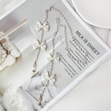 1pc Butterfly Decor Elegant & Cute ABS Plastic Eyeglasses Chain For Women, All Season Versatile - White - View 4