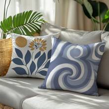 Bộ 4 vỏ gối họa tiết hình học lá xanh xám trừu tượng tối giản, chất liệu nhung in một mặt, vỏ gối 45*45/50*50/40*40CM thích hợp cho ghế sofa hiện đại tối giản trang trí phòng khách, quà tặng, trang trí tiệc - Nhiều màu - Xem 6