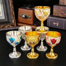 1pc Rose Design Stemware Glass, Suitable For Wine, Juice, Beverage, Water, High-End Restaurant And Home Use, Multi-Color Options, Decorative Tabletop Craft